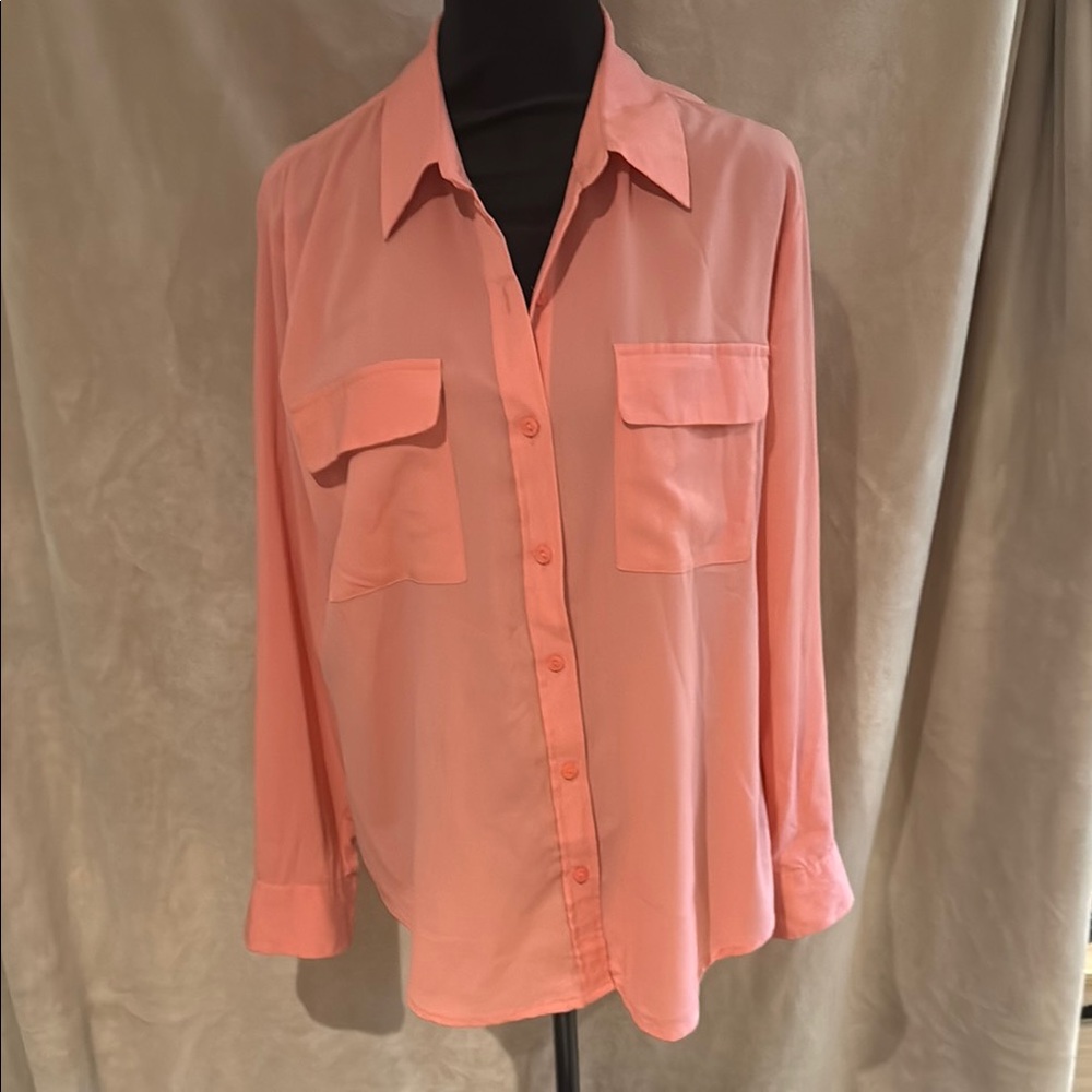 Apt. 9 Pink 3/4 Sleeve Notched Collar Blouse